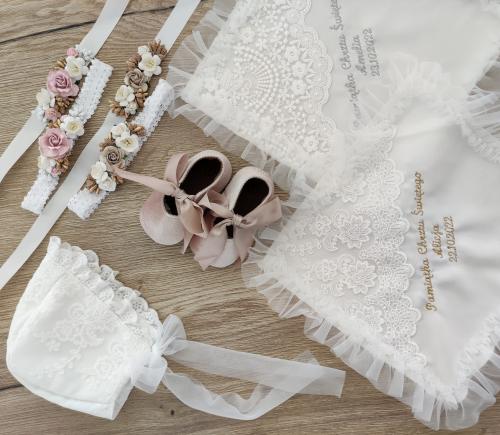 Taufschuhe für Mädchen in Beige-Rosa - Milulove
