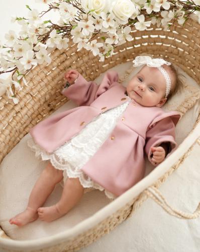 Eleganter rosa Mäntelchen zur Taufe - Modell Adele - Milulove