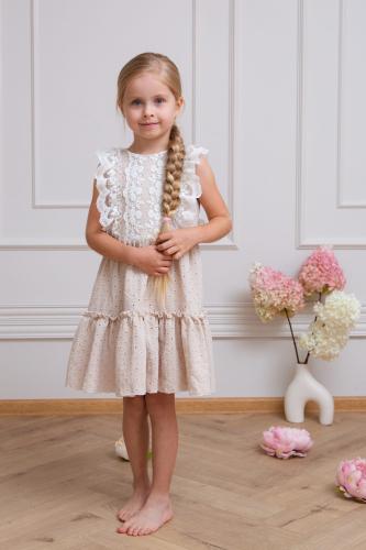 FLORI 2 Kleid für Mädchen beige, ärmellos - Milulove