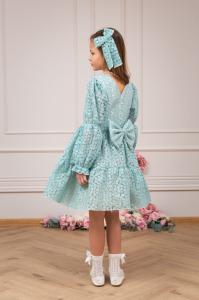 Pilar, Spitzenkleid für Mädchen mit Blumenmuster, Blau