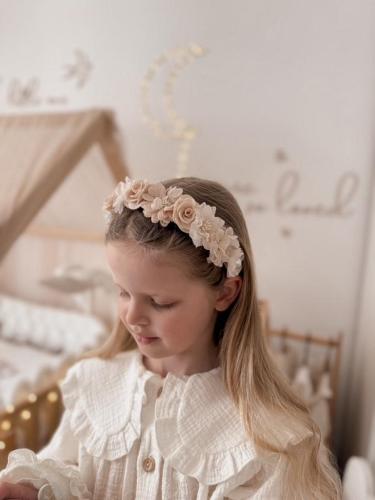 Kommunion- und Hochzeitskranz für Mädchen in Beige–Ecru - Milulove