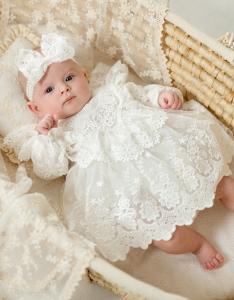 FREYA Taufkleid, Strampler in Ecru 