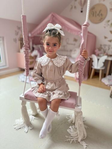 WERA – Leinen-Set für Mädchen, bestehend aus Hemd und Hosenrock, Beige - Sets - Milulove
